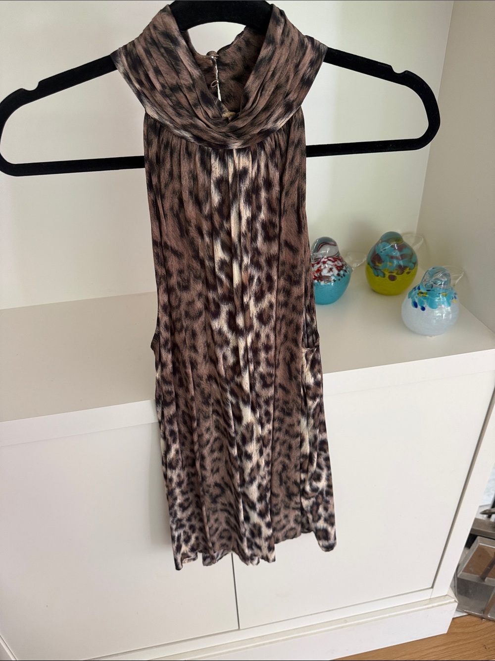 Joie Leopard Print Halter Neck Sleeveless Top in Brown and Black